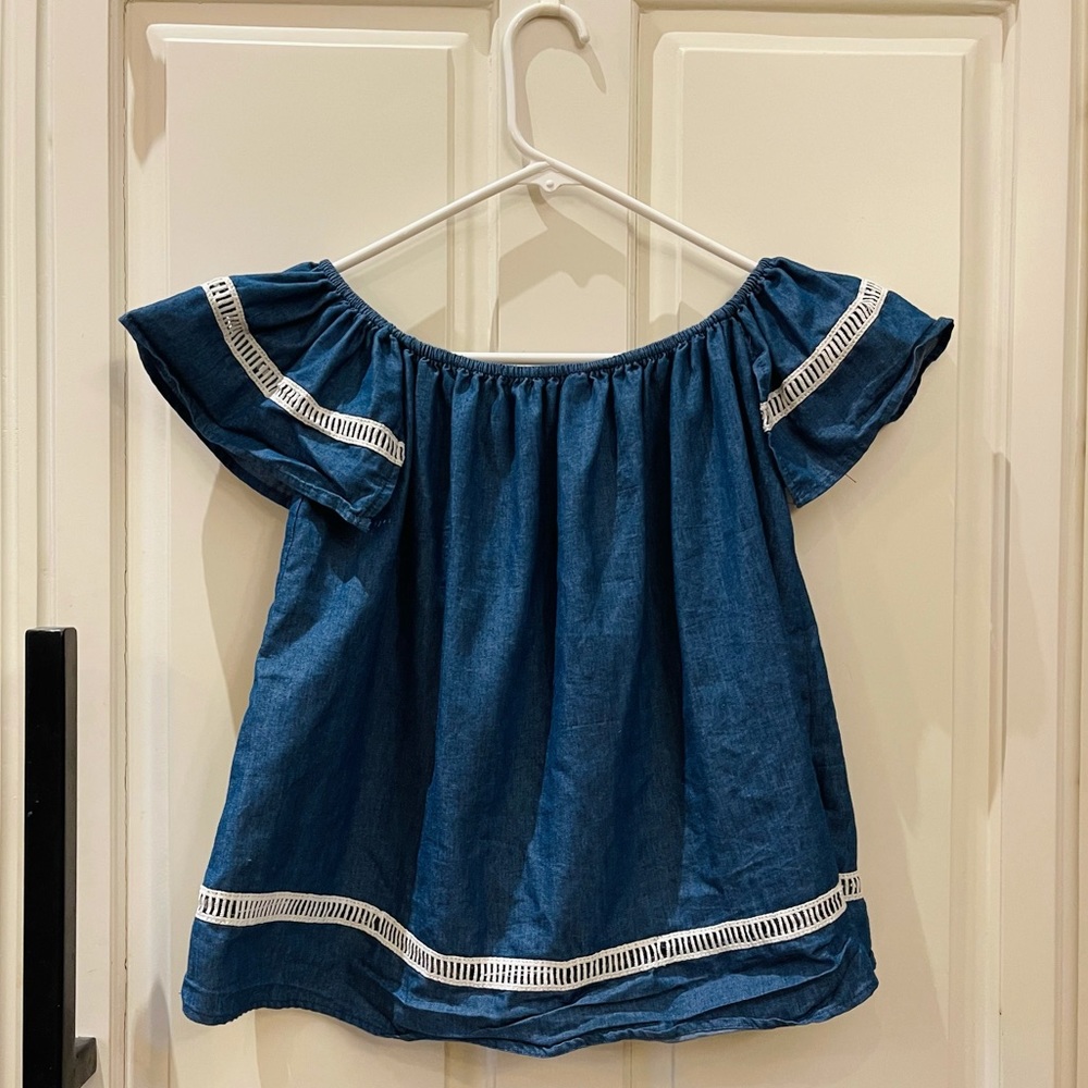 Off the shoulder navy blue top